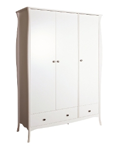 Baroque White Painted Triple Wardrobe with Drawers