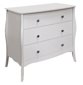 Baroque White Painted 3 Drawer Chest