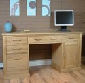 Mobel Oak twin pedestal computer desk