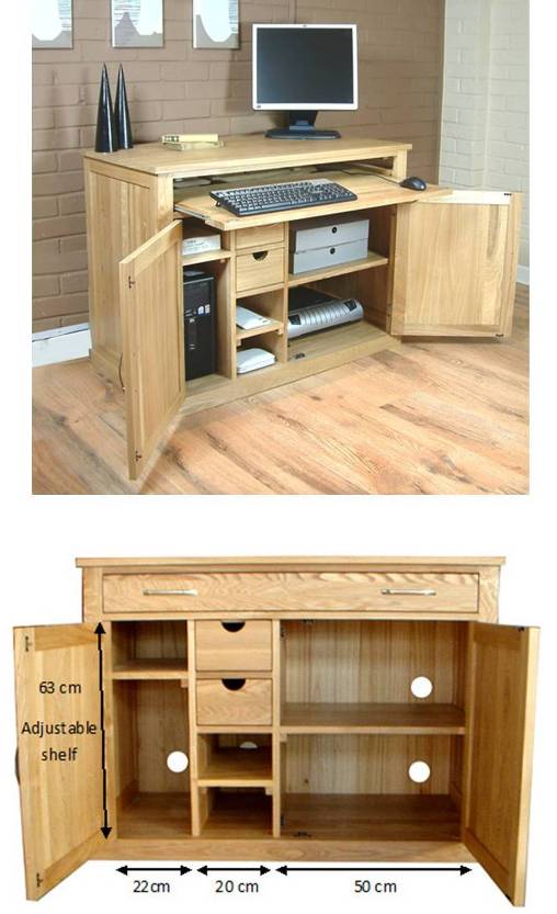 Mobel Oak hidden home office desk., Desks & Filing Cabinets