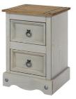 Corona Grey Washed 2 Drawer Small Bedside