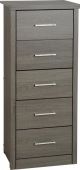 Lisbon 5 Drawer Narrow Chest in Black Wood Grain