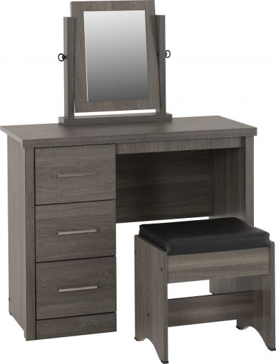 Lisbon 3 Piece Dressing Table Set in Black Wood Grain