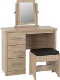 Lisbon 3 Piece Dressing Table Set in Light Oak Finish