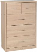 Lisbon 3+2 Drawer Chest in Light Oak Finish