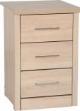 Lisbon 3 Drawer Bedside in Light Oak Finish