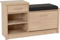 Lisbon Mini Shoe Rack / Storage Seat in Light Oak Finish