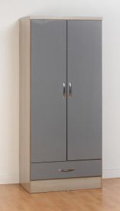 Nevada Grey 2 Door 1 Drawer Wardrobe