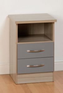 Nevada Grey 2 Drawer Bedside