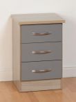 Nevada Grey 3 Drawer Bedside