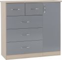 Nevada Grey 5 Drawer Low Wardrobe