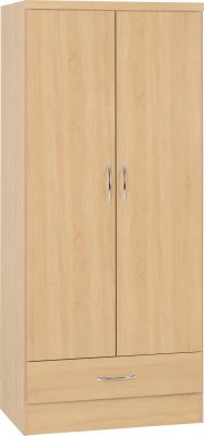 Nevada Sonama Oak 2 Door 1 Drawer Wardrobe