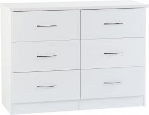 Nevada White 3+3 Drawer Wide Chest